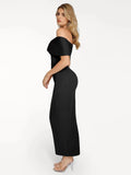 Popilush® Sculpting Formal Party Bodycon Cocktail Gown Shapewear Off-the-Shoulder Slim Column Maxi Dress