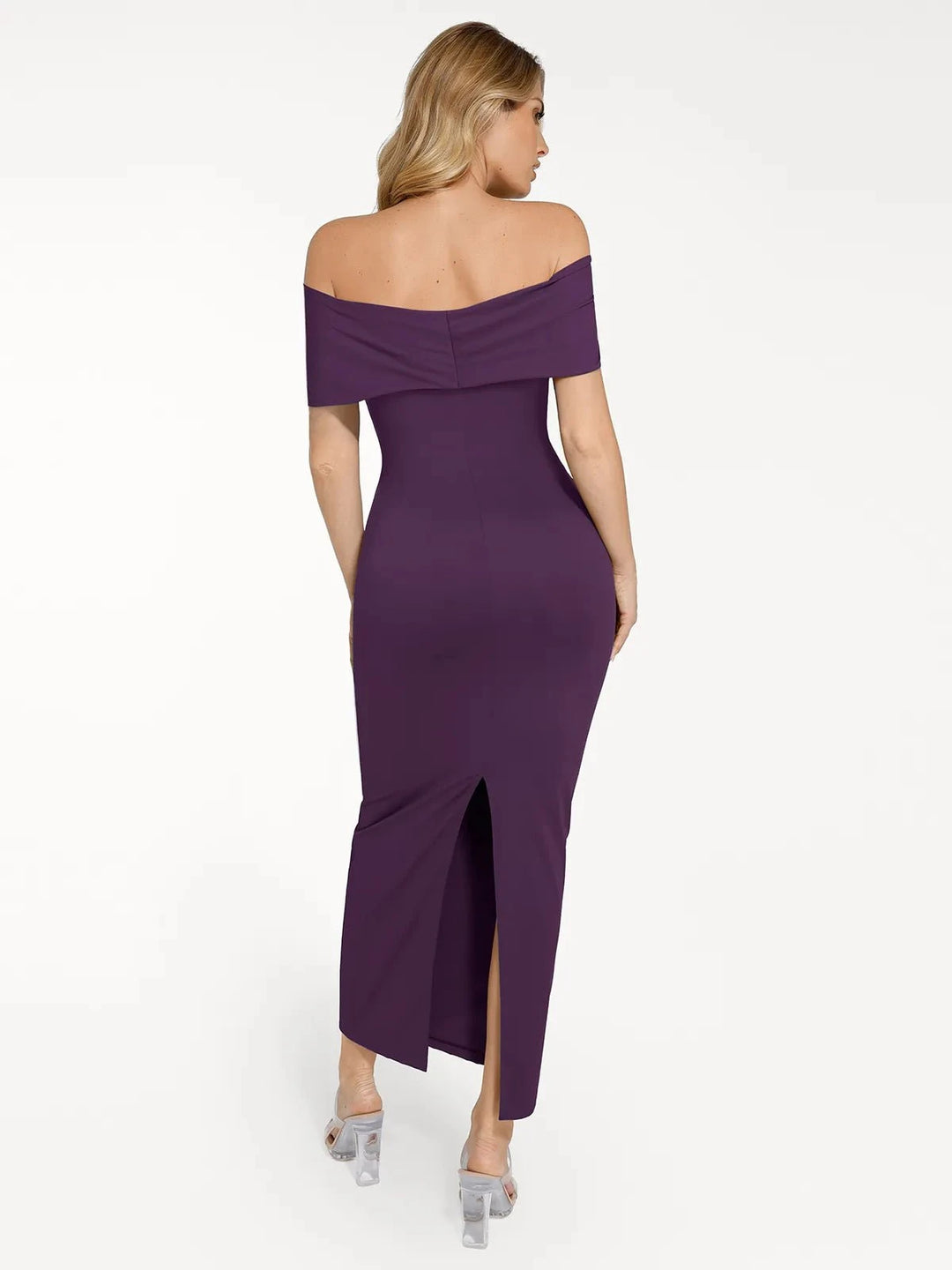 Popilush® Sculpting Formal Party Bodycon Cocktail Gown Shapewear Off-the-Shoulder Slim Column Maxi Dress