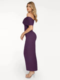 Popilush® Sculpting Formal Party Bodycon Cocktail Gown Shapewear Off-the-Shoulder Slim Column Maxi Dress