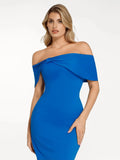 Popilush® Sculpting Formal Party Bodycon Cocktail Gown Shapewear Off-the-Shoulder Slim Column Maxi Dress