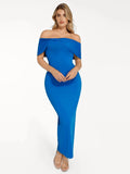 Popilush® Sculpting Formal Party Bodycon Cocktail Gown Shapewear Off-the-Shoulder Slim Column Maxi Dress