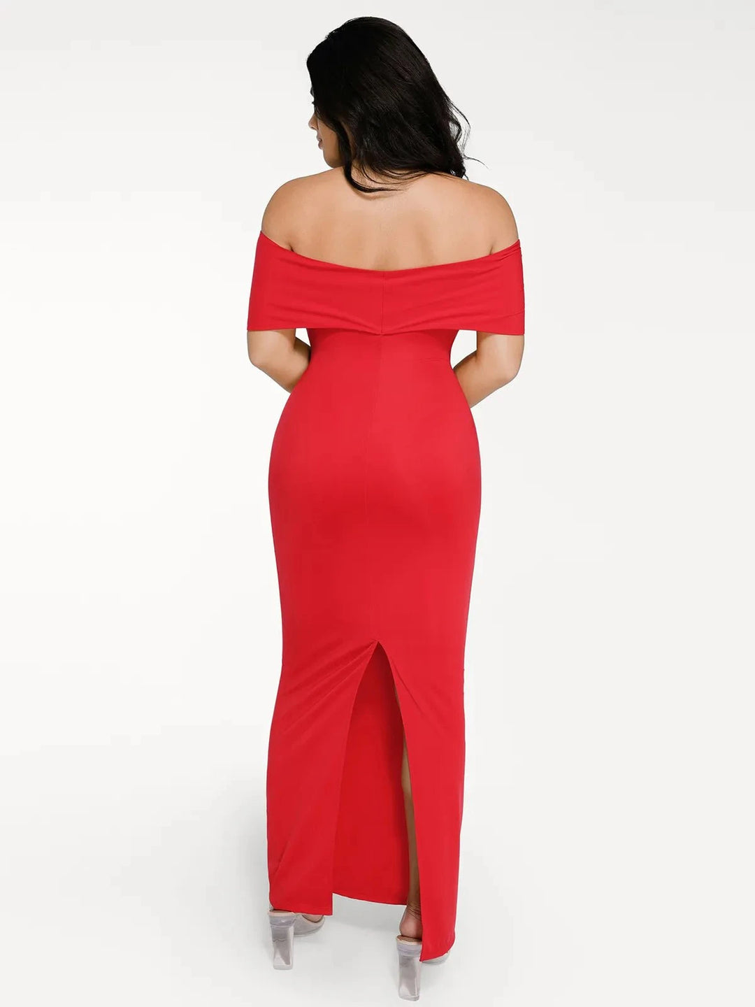 Popilush® Sculpting Formal Party Bodycon Cocktail Gown Shapewear Off-the-Shoulder Slim Column Maxi Dress