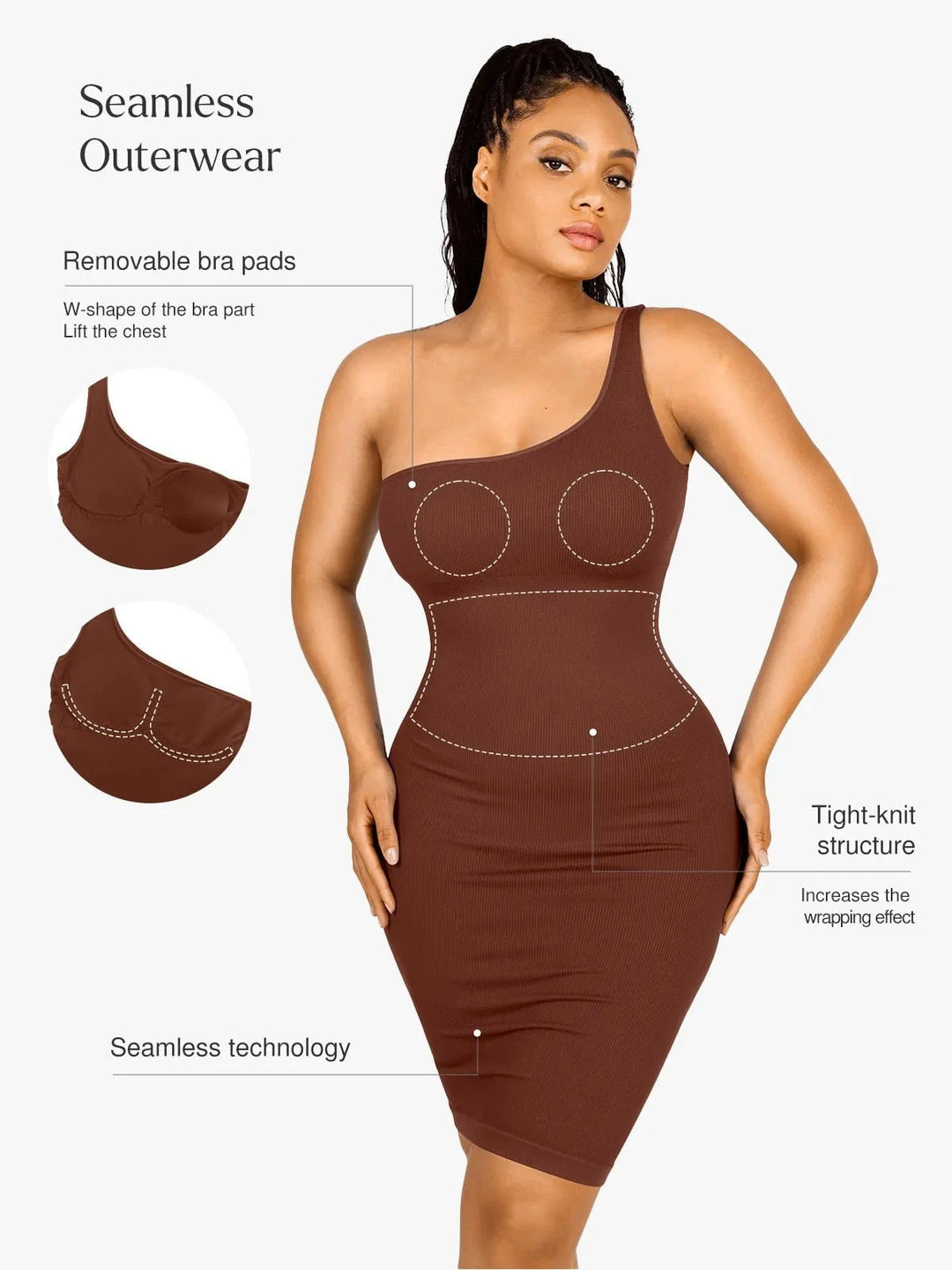One-Shoulder Bodycon Shapewear Mini Dress One-Shoulder Bodycon Shapewear Mini Dress
