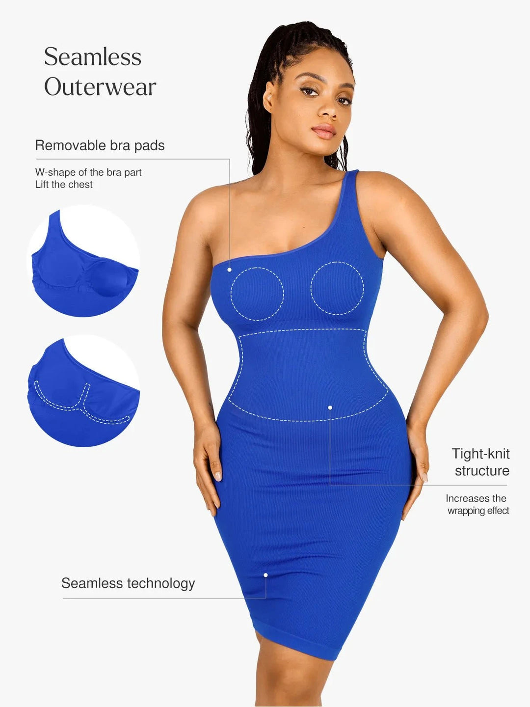 One-Shoulder Bodycon Shapewear Mini Dress | Tummy Control Popilush One-Shoulder Bodycon Shapewear Mini Dress | Tummy Control Popilush
