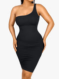 Popilush® Black / XS/S Shapewear One Shoulder Bodycon Mini Dress