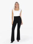 Popilush® Set / White/Black / XS Shapewear Padded Shoulder Slimming Bodysuit Flare-Leg Pants Set