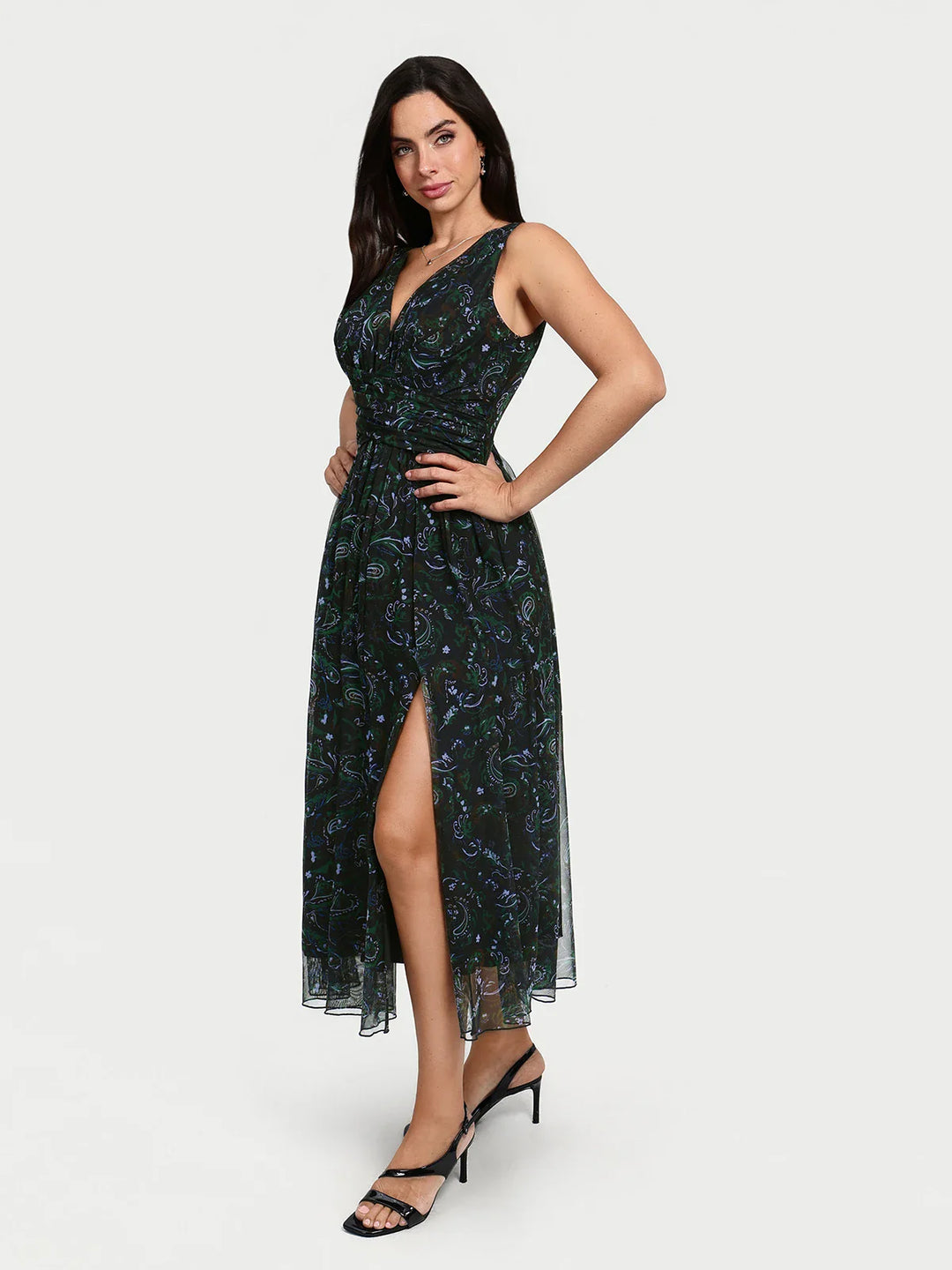 Popilush® Shapewear Paisley A-Line Maxi Dress