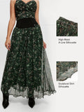 Popilush® Shapewear Paisley High Waist A-Line Maxi Skirt