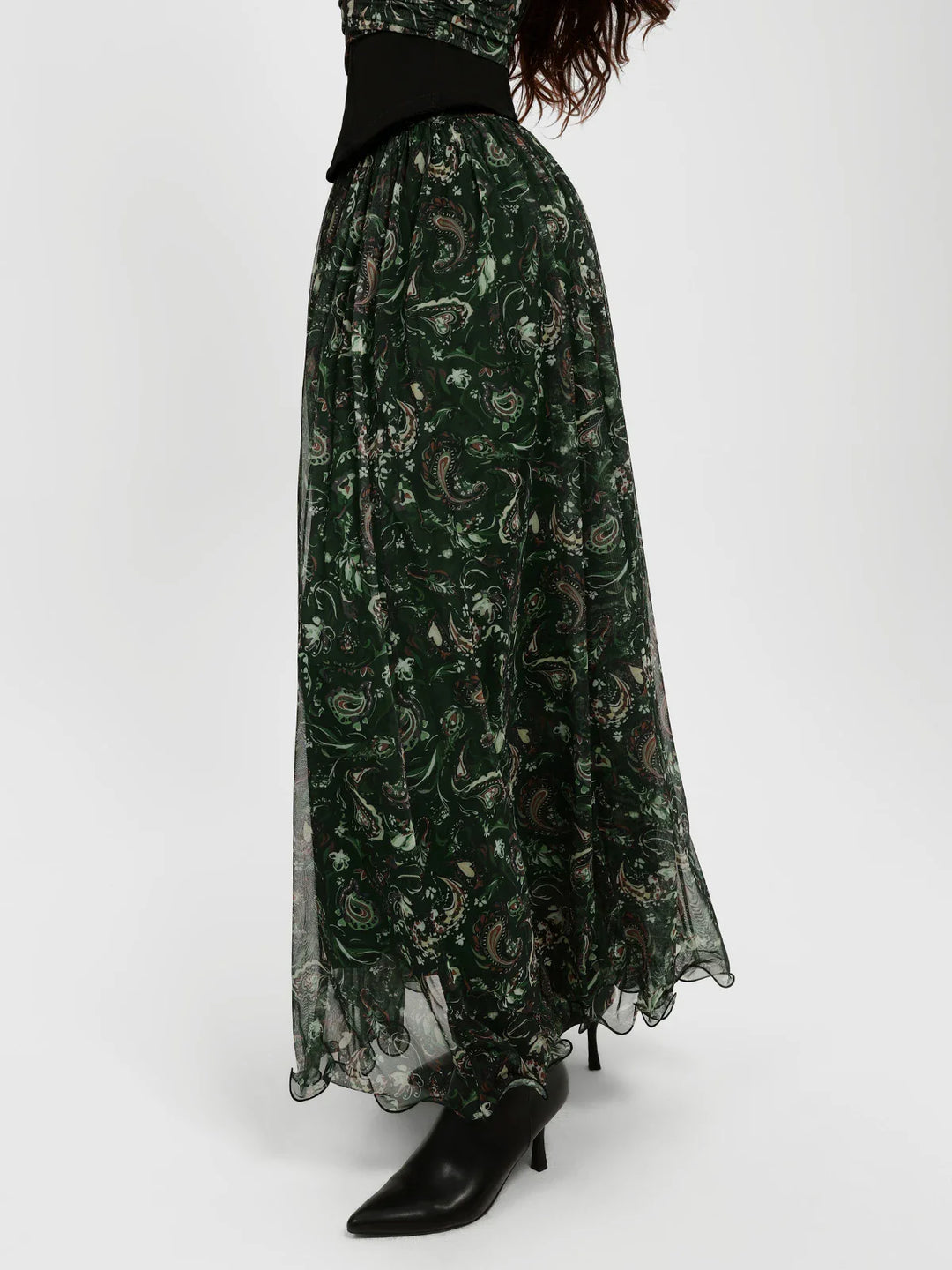 Popilush® Shapewear Paisley High Waist A-Line Maxi Skirt