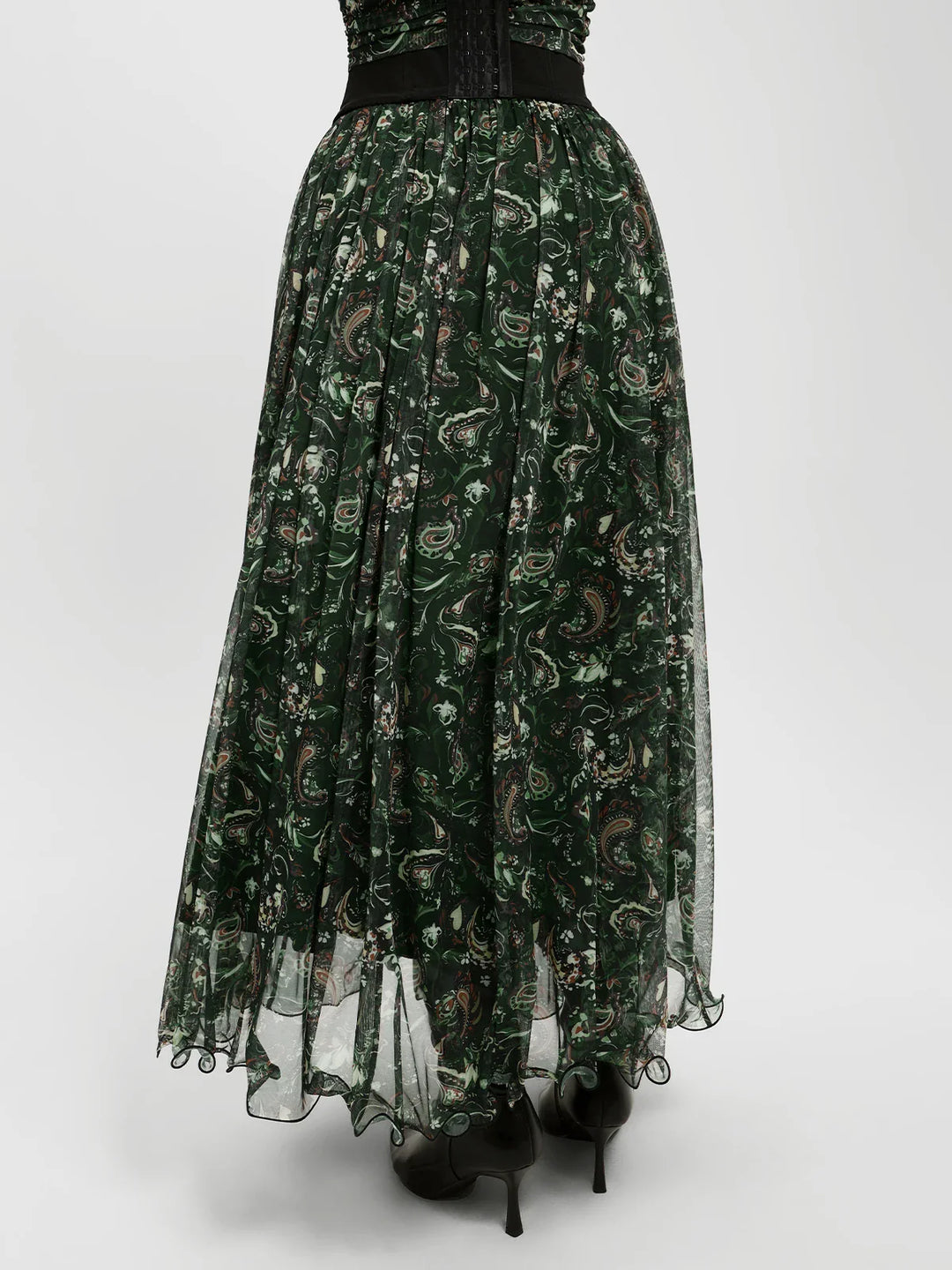 Popilush® Shapewear Paisley High Waist A-Line Maxi Skirt
