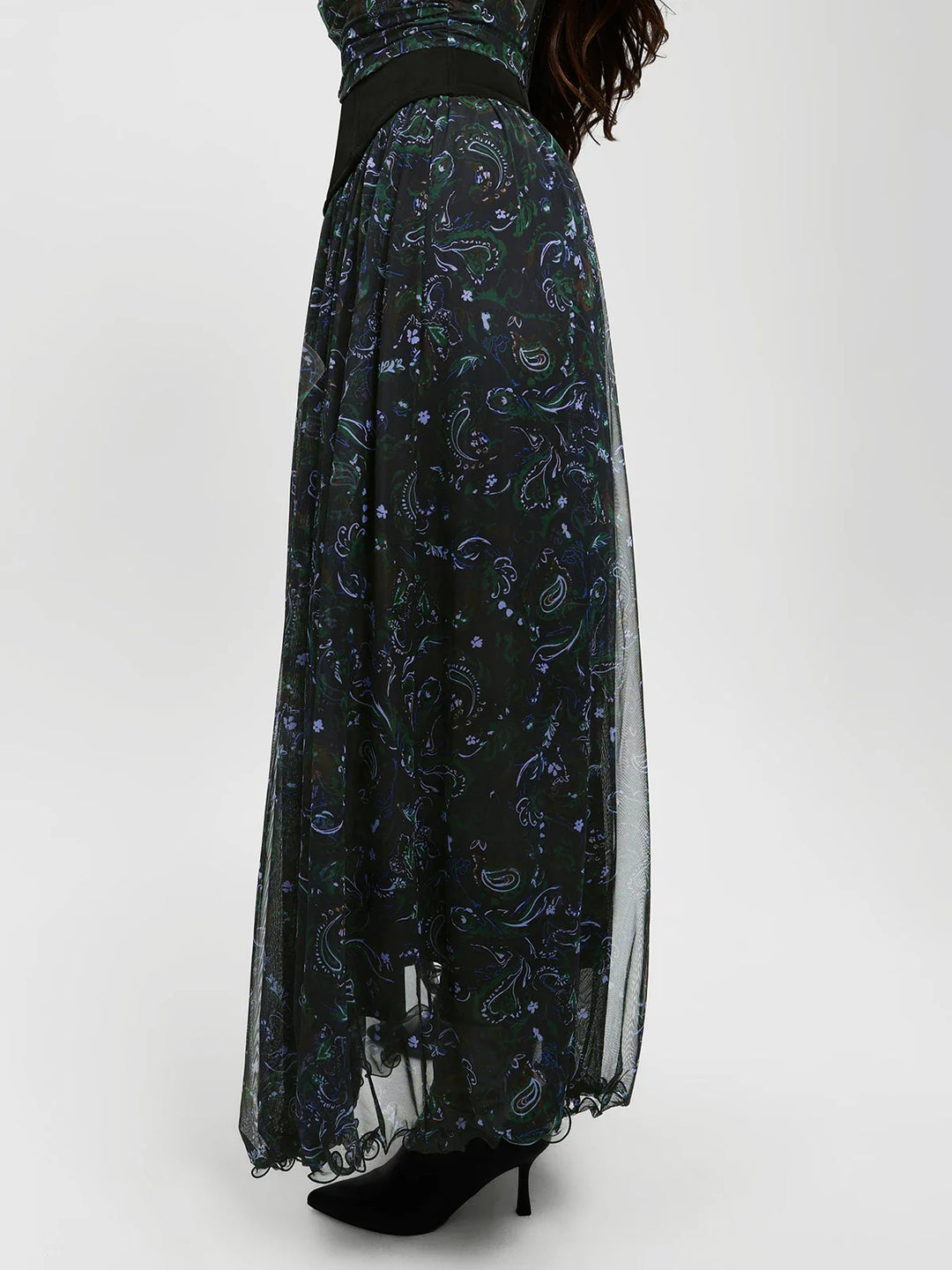 Popilush® Shapewear Paisley High Waist A-Line Maxi Skirt