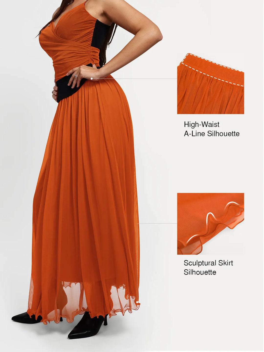 Popilush® Shapewear Paisley High Waist A-Line Maxi Skirt