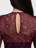 Popilush® Shapewear Paisley Mesh Sleeve Sweetheart Bodysuit(DRAFT)