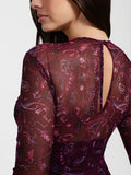 Popilush® Shapewear Paisley Mesh Sleeve Sweetheart Bodysuit(DRAFT)