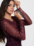 Popilush® Shapewear Paisley Mesh Sleeve Sweetheart Bodysuit(DRAFT)
