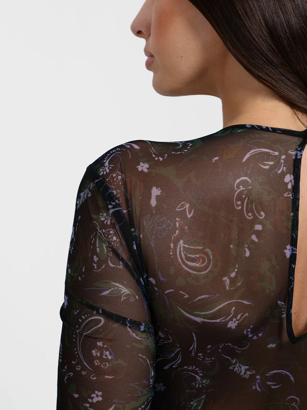 Popilush® Shapewear Paisley Mesh Sleeve Sweetheart Bodysuit(DRAFT)