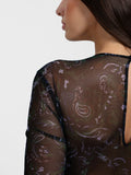 Popilush® Shapewear Paisley Mesh Sleeve Sweetheart Bodysuit(DRAFT)