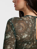 Popilush® Shapewear Paisley Mesh Sleeve Sweetheart Bodysuit(DRAFT)