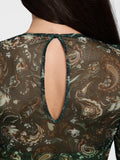 Popilush® Shapewear Paisley Mesh Sleeve Sweetheart Bodysuit(DRAFT)