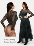 Popilush® Shapewear Paisley Mesh Sleeve Sweetheart Bodysuit(DRAFT)