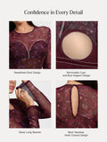 Popilush® Shapewear Paisley Mesh Sleeve Sweetheart Bodysuit(DRAFT)