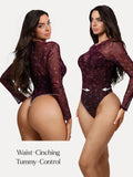 Popilush® Shapewear Paisley Mesh Sleeve Sweetheart Bodysuit(DRAFT)