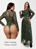 Popilush® Shapewear Paisley Mesh Sleeve Sweetheart Bodysuit(DRAFT)