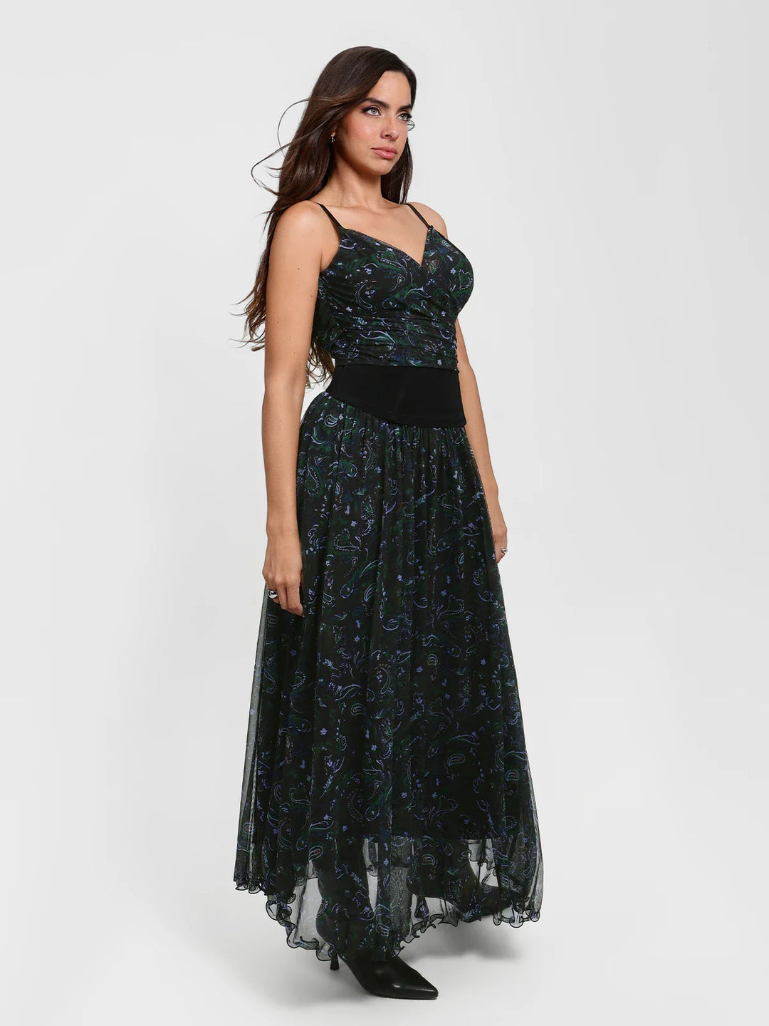 Popilush® Shapewear Paisley Sculpting Corset Top or High Waist A-Line Maxi Skirt