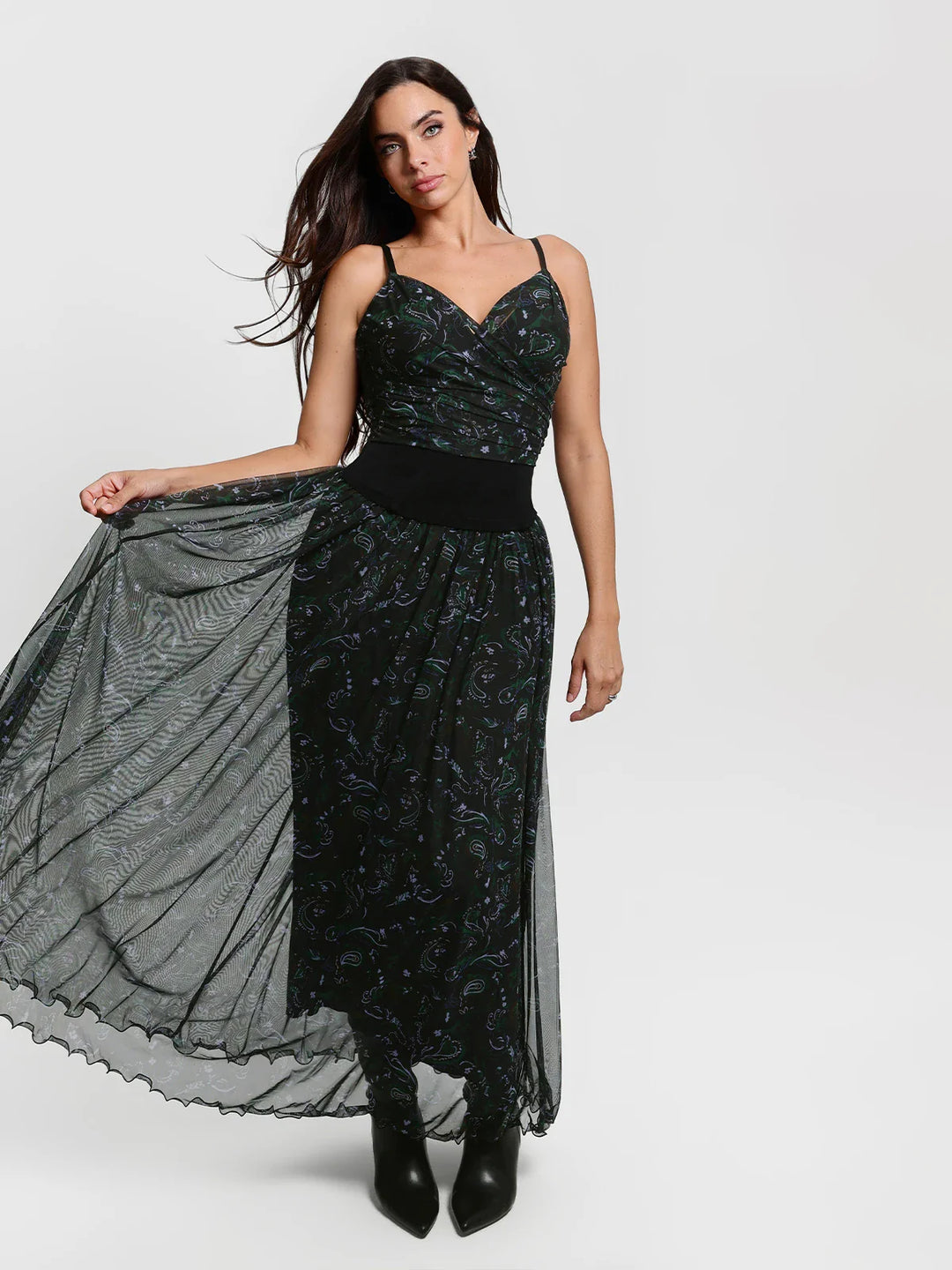 Popilush® Shapewear Paisley Sculpting Corset Top or High Waist A-Line Maxi Skirt