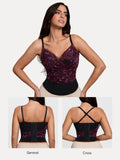 Popilush® Shapewear Paisley V Neck Mesh Cami Corset Top