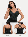 Popilush® Shapewear Paisley V Neck Mesh Cami Corset Top