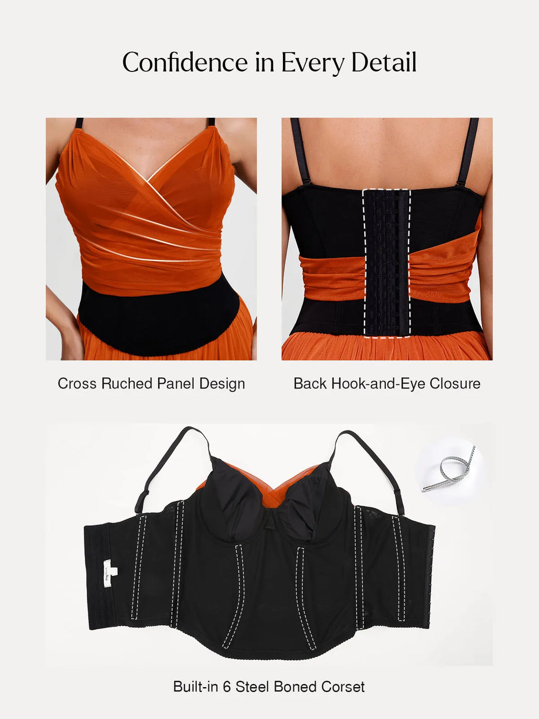 Popilush® Shapewear Paisley V Neck Mesh Cami Corset Top