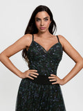 Popilush® Black / XS Shapewear Paisley V Neck Mesh Cami Corset Top