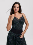 Popilush® Black / XS Shapewear Paisley V Neck Mesh Cami Corset Top