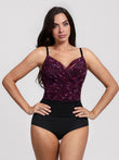 Popilush® Red Paisley / XS Shapewear Paisley V Neck Mesh Cami Corset Top