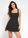 Popilush® Sports Tennis Dress Black / XS Shapewear Pet Hair Resistant Square Neck Workout Dress