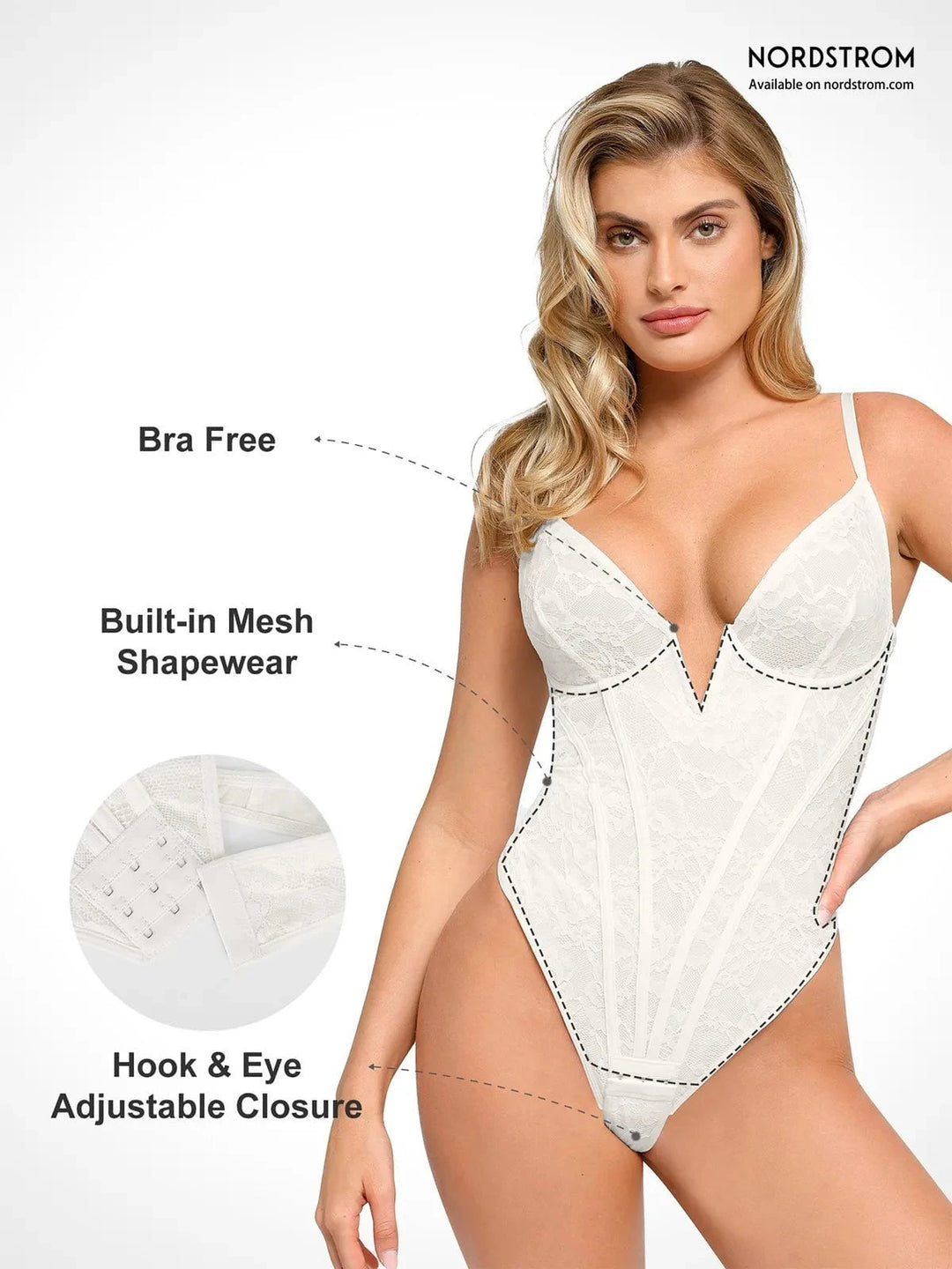 Popilush® Tops Body Shaper Shapewear Plunging V-Neck Lace Hourglass Corset Bodysuit
