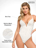 Popilush® Tops Body Shaper Shapewear Plunging V-Neck Lace Hourglass Corset Bodysuit