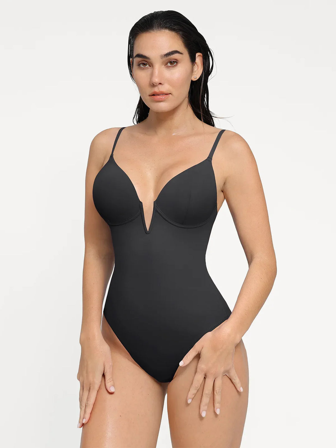 Popilush® Tummy Control Slimming Swimwear Black / XS Shapewear Plunging V Slimming One-Piece Swimsuit