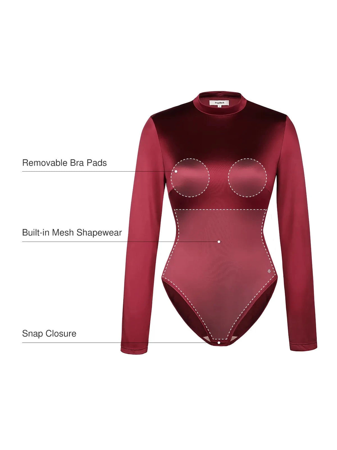 Popilush® Shapewear Printed High-Waist Tummy-Control Bodysuit