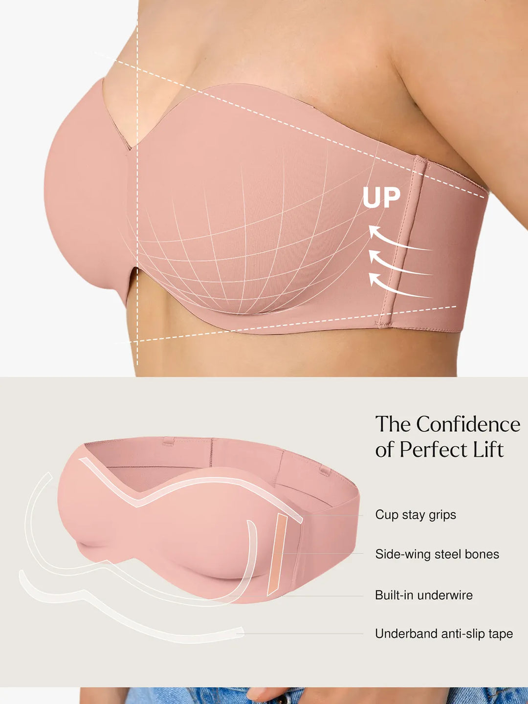 Popilush® Strapless Bra Shapewear Push-Up Bra