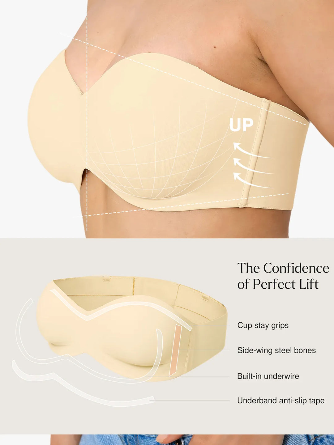 Popilush® Strapless Bra Shapewear Push-Up Bra