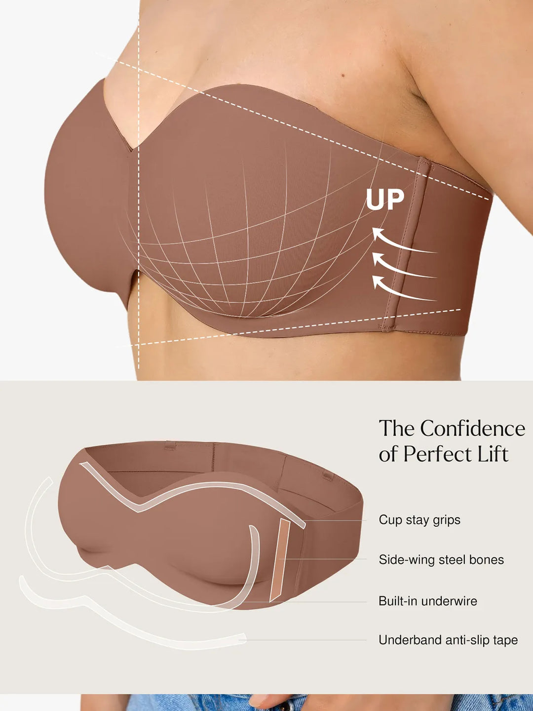 Popilush® Strapless Bra Shapewear Push-Up Bra