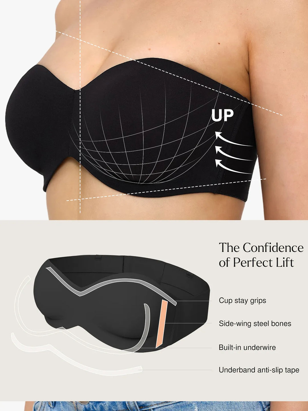 Popilush® Strapless Bra Shapewear Push-Up Bra