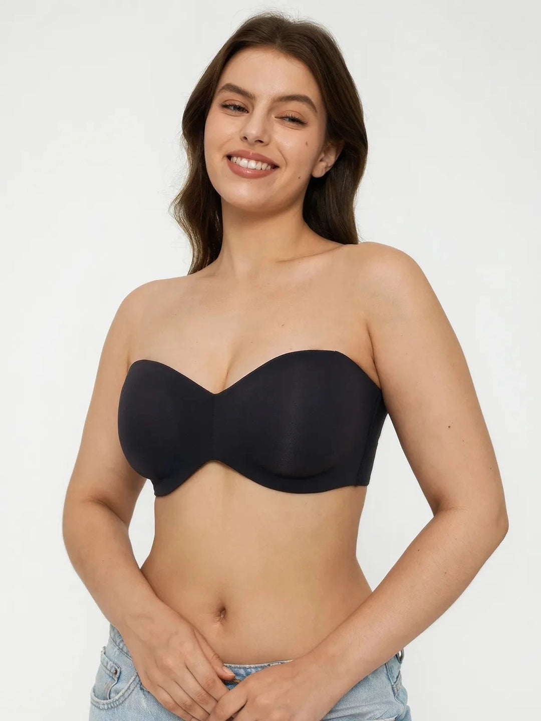 Popilush® Strapless Bra Black / 36C Shapewear Push-Up Bra