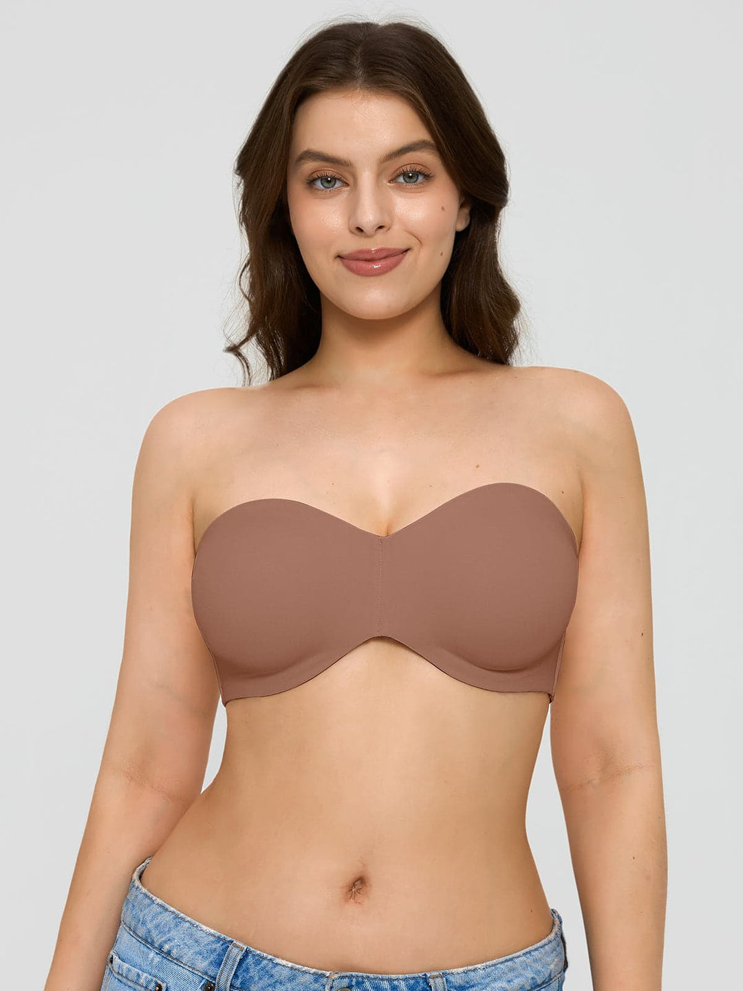 Popilush® Strapless Bra Coffee / 36C Shapewear Push-Up Bra