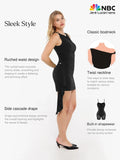 Popilush® Sleeveless Bodycon Party Club Date Night Summer Dress Shapewear Ruched Bodycon Cascade Mini Dress