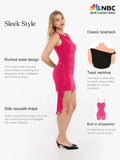 Popilush® Sleeveless Bodycon Party Club Date Night Summer Dress Shapewear Ruched Bodycon Cascade Mini Dress
