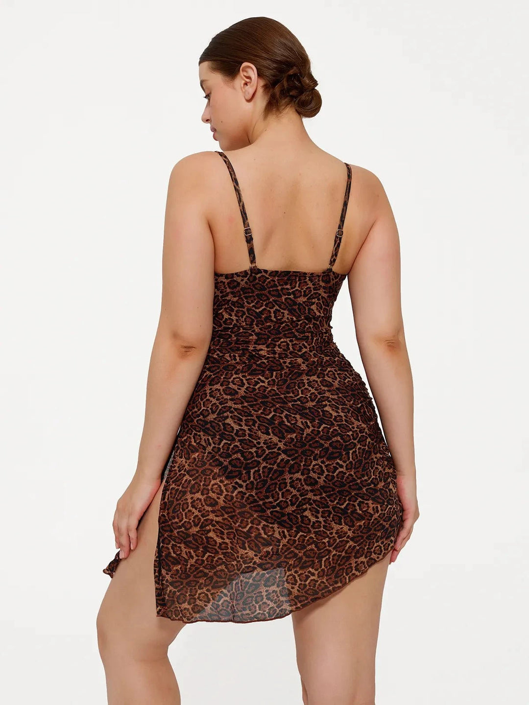 Popilush® Tummy Control One Piece Swim Dress Shapewear Ruched Convertible One-Piece Swimsuit