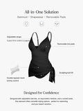 Popilush® Tummy Control One Piece Swim Dress Shapewear Ruched Convertible One-Piece Swimsuit